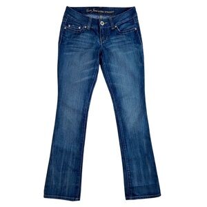 GUESS Prismo sexy Low Rise Bootcut Jeans Size 28 Stretch Denim Dark Wash Blue